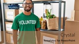  Presentation with indian ancient food - PPT theme enhanced with young-indian-man-volunteer-holding background and a  colored foreground