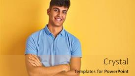  Presentation with blue yellow - Cool new slide set with young-indian-man-wearing-blue backdrop and a yellow colored foreground