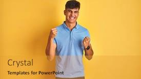  Presentation with blue yellow - Beautiful PPT layouts featuring young-indian-man-wearing-blue backdrop and a gold colored foreground