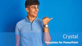  Presentation with indian - Beautiful presentation theme featuring young-indian-man-wearing-casual backdrop and a teal colored foreground