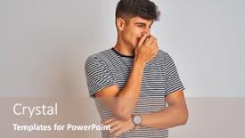  Presentation with navy - Presentation theme consisting of young indian man wearing navy background and a coral colored foreground