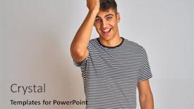  Presentation with navy - Presentation enhanced with young indian man wearing navy background and a light gray colored foreground