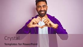  Presentation with purple heart - Amazing slides having young-indian-man-wearing-purple backdrop and a coral colored foreground