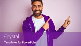  Presentation with fingers - Slide set consisting of young-indian-man-wearing-purple background and a violet colored foreground