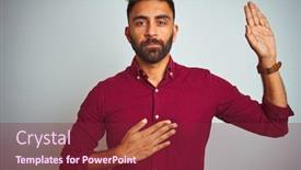  Presentation with red grey - Presentation theme with devotion - young indian man wearing red background and a violet colored foreground