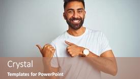  Presentation with indian - Amazing slide deck having young indian man wearing t backdrop and a coral colored foreground