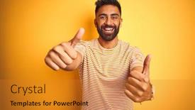  Presentation with indian - Presentation design featuring young-indian-man-wearing-t background and a gold colored foreground