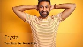  Presentation with indian - Audience pleasing PPT theme consisting of young-indian-man-wearing-t backdrop and a gold colored foreground