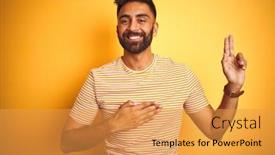  Presentation with indian - PPT layouts having young-indian-man-wearing-t background and a gold colored foreground