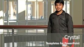  Presentation with school building - Cool new presentation theme with young indian student holding notebook backdrop and a gray colored foreground