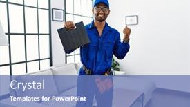  Presentation with indian history of islamic - Presentation theme enhanced with young-indian-technician-holding-toolbox background and a teal colored foreground