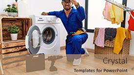  Presentation with indian - PPT layouts with young-indian-technician-working background and a coral colored foreground