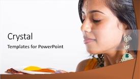  Presentation with indian woman - Presentation theme consisting of young indian woman holding background and a pink colored foreground