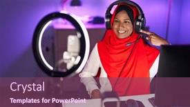  Presentation with recording - Presentation theme with young-indian-woman-playing-video background and a  colored foreground