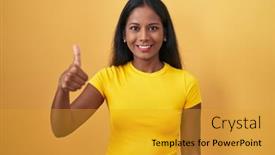  Presentation with indian woman - Presentation theme featuring young-indian-woman-standing-over background and a gold colored foreground