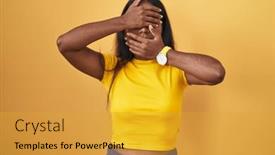  Presentation with indian woman - Slides with young-indian-woman-standing-over background and a gold colored foreground