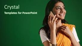  Presentation with indian woman - PPT theme having young-indian-woman-wearing-sari background and a forest green colored foreground
