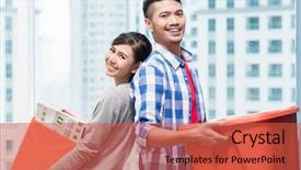  Presentation with skyscraper - PPT theme consisting of young indonesian couple woman background and a red colored foreground
