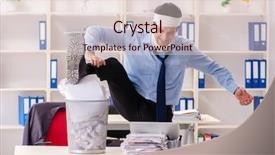  Presentation with employee - PPT theme having young injured male employee working background and a  colored foreground