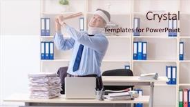  Presentation with employee - PPT theme consisting of young injured male employee working background and a lemonade colored foreground