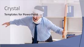  Presentation with employee - Slides with young-injured-male-employee-working background and a sky blue colored foreground