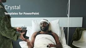  Presentation with medal - Presentation enhanced with young-injured-man-lying background and a gray colored foreground