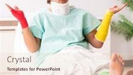  Presentation with hospital - Presentation theme featuring young-injured-man-staying background and a lemonade colored foreground