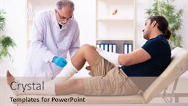  Presentation with old man and music - Presentation theme with young-injured-man-visiting-old background and a coral colored foreground