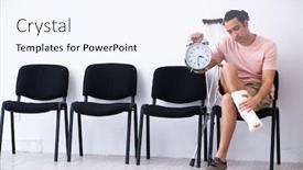  Presentation with waiting - PPT theme consisting of young-injured-man-waiting background and a sky blue colored foreground