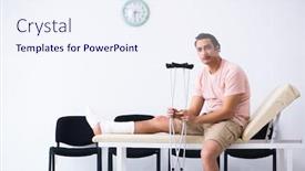  Presentation with waiting - Cool new presentation with young-injured-man-waiting backdrop and a sky blue colored foreground