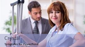  Presentation with lawyer - PPT layouts with young-injured-woman-and-male background and a light blue colored foreground