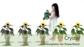 Presentation with young plant - Audience pleasing theme consisting of young innocent child without know backdrop and a mint green colored foreground