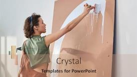  Presentation with artwork - Slides consisting of young-inspired-craftswoman-in-casual background and a coral colored foreground