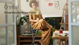  Presentation with craft - Slides with young-inspired-female-artist-making background and a  colored foreground