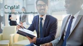  Presentation with intercultural - Cool new slide deck with young intercultural analysts discussing data backdrop and a lemonade colored foreground