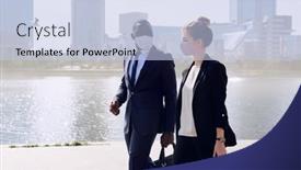  Presentation with moving business - Beautiful presentation design featuring young-intercultural-business-professionals backdrop and a light blue colored foreground