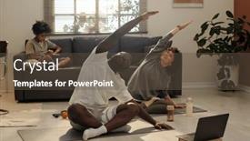  Presentation with intercultural - Presentation featuring young-intercultural-couple-in-activewear background and a tawny brown colored foreground