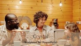  Presentation with intercultural - Presentation theme featuring young-intercultural-couple background and a coral colored foreground