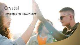  Presentation with outdoor party - Presentation theme enhanced with young-intercultural-dates-giving-each background and a white colored foreground