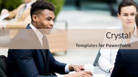  Presentation with organization - Cool new slide set with young intercultural employees in formalwear backdrop and a lemonade colored foreground