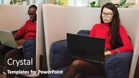  Presentation with managers - Slide set enhanced with young-intercultural-office-managers background and a wine colored foreground