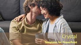  Presentation with intercultural - Presentation theme having young-intercultural-romantic-couple-enjoying background and a tawny brown colored foreground