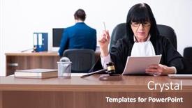  Presentation with intern - Presentation design with young-intern-asking-senior-judge background and a tawny brown colored foreground