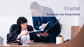  Presentation with intern - Slides with young-intern-asking-senior-judge background and a sky blue colored foreground