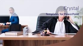  Presentation with intern - Amazing PPT layouts having young-intern-asking-senior-judge backdrop and a sky blue colored foreground