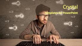  Presentation with login - Beautiful slides featuring young internet geek working online backdrop and a tawny brown colored foreground