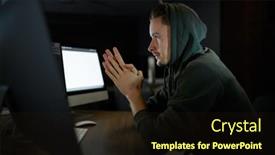  Presentation with hacker - Slides with young-internet-hacker-in-hood background and a wine colored foreground