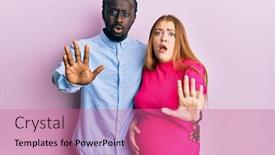  Presentation with angry baby - Audience pleasing presentation theme consisting of young-interracial-couple-expecting backdrop and a coral colored foreground