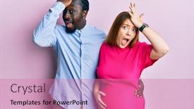  Presentation with baby - Amazing presentation design having young-interracial-couple-expecting backdrop and a coral colored foreground