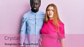  Presentation with angry baby - Colorful slide deck enhanced with young-interracial-couple-expecting backdrop and a coral colored foreground